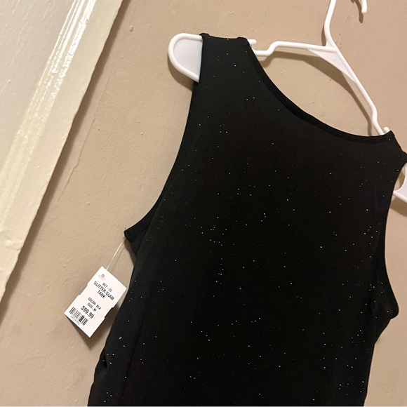 🍭 3/$30 black sleeveless glitter glam tank top with ruched sides - Picture 12 of 15